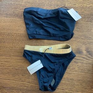 Solid and striped bikini